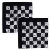 Kuber Industries Handkerchief | Premium Cotton Fabric | Women's Handkerchief | Ladies Rumal | Women's Hankies | Hankies for Girls | Check Print Hanky | 2 Piece Set | Extra Large | Black